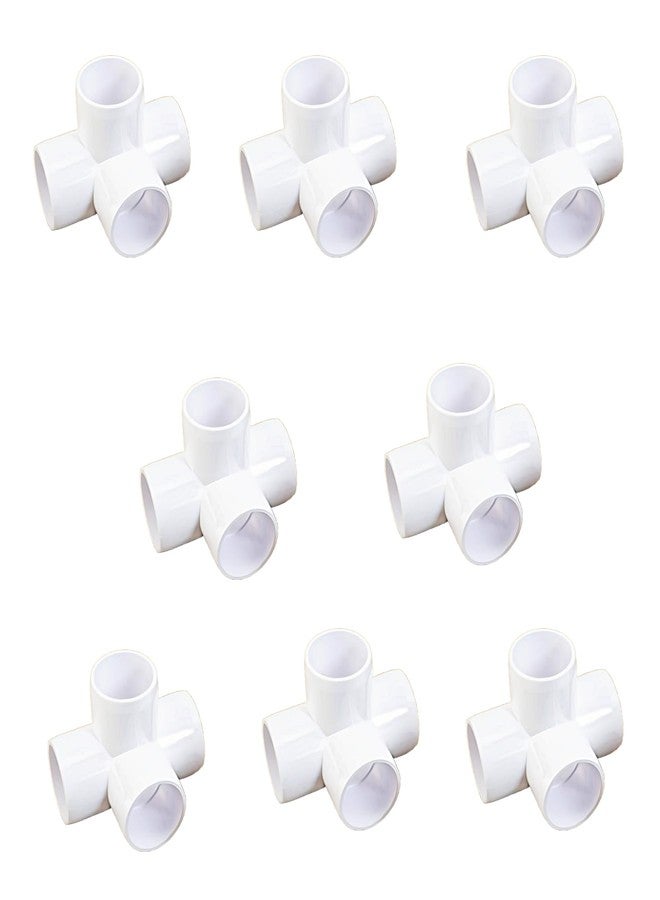 Aitchcy 4 Way PVC Elbow for 20mm to 21mm Outer Diameter Pipes Only | Heavy Duty 4 Way Connector for Furniture & DIY | 4 Way PVC Pipe Joint (Not for CPVC or 23mm+ OD Pipe) (Pack of 8) - Image 1
